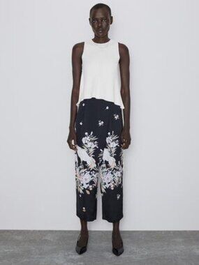 ZARA PRINTED FLOWING TROUSERS BRAND NEW WITH TAGS XS